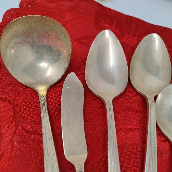 5X Serving Pieces 1939 ROYAL ROSE Oneida Nobility Plate Silverplate Spoons Sprea - Picture 4 of 14